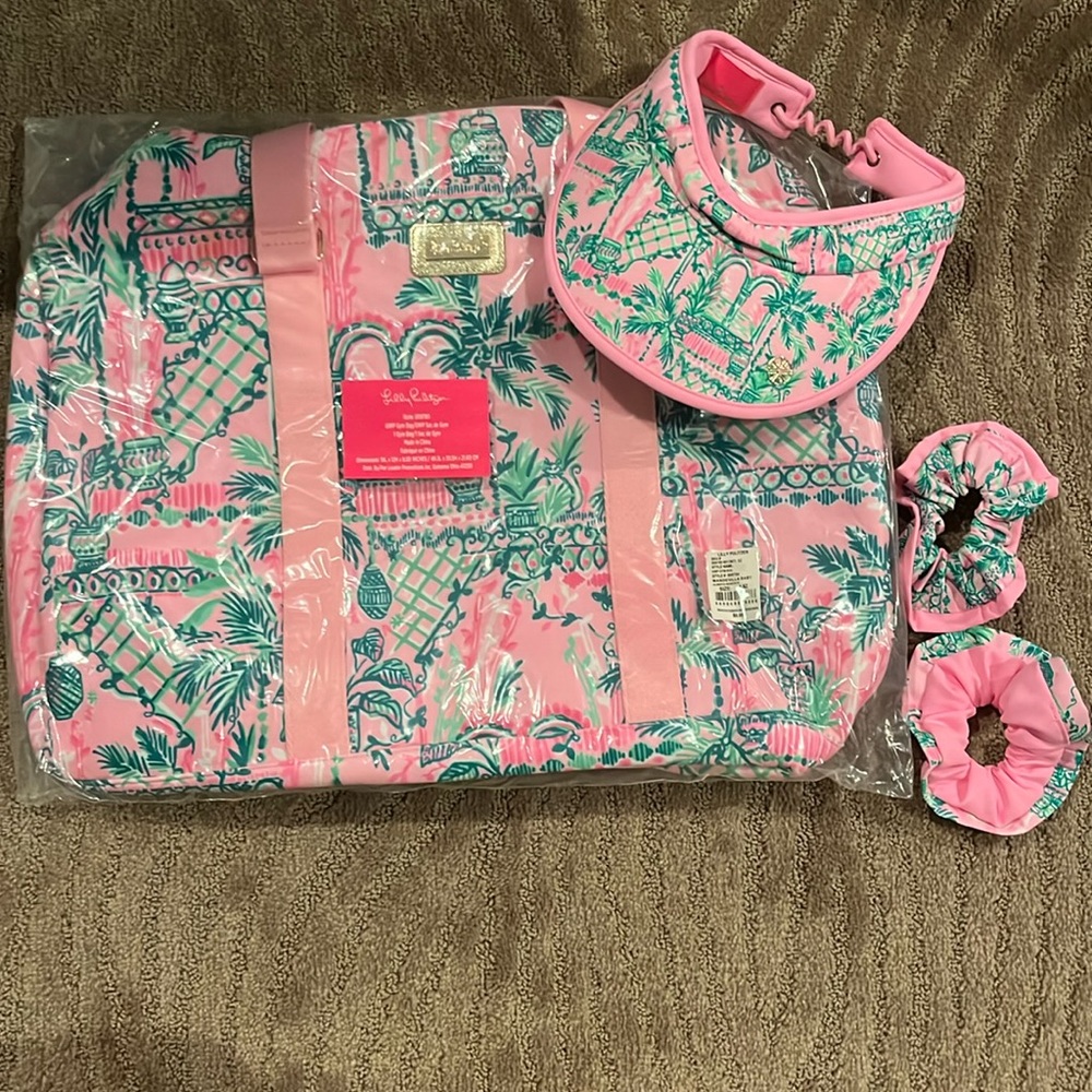 Lilly Pulitzer gym bag and accessories